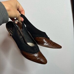 Elegant Brown Slingback Women's Shoes vintage size 7